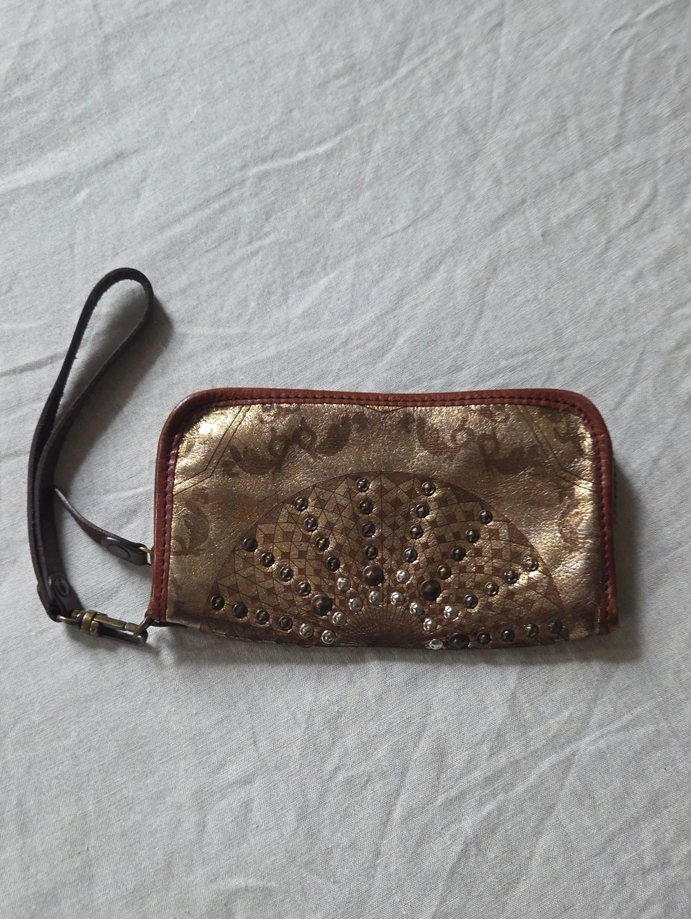 Gold Studded Wristlet Clutch - Women